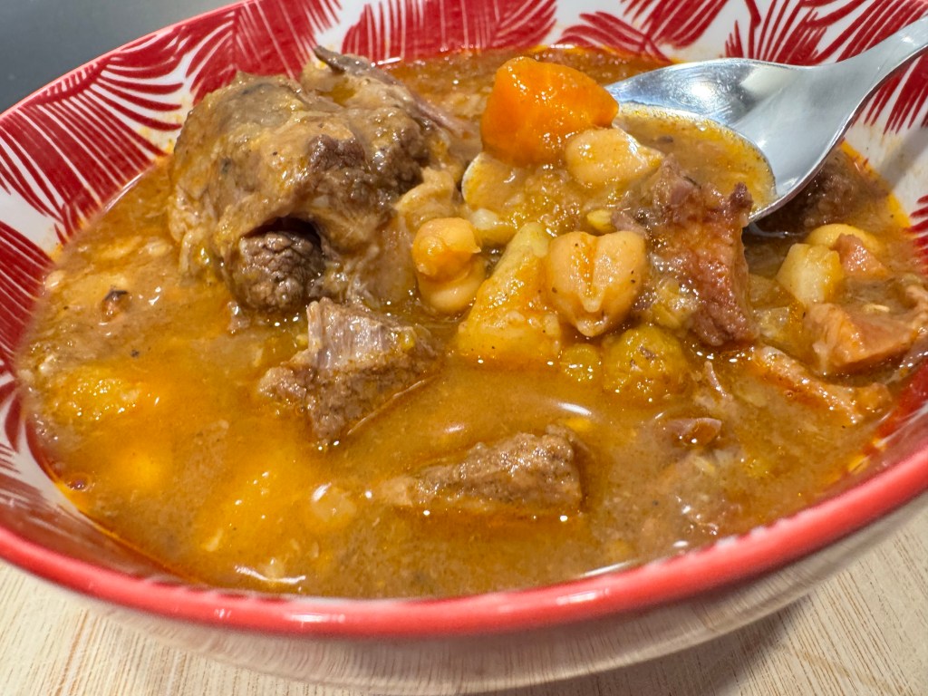Oxtail and Slow-Cooked Beef Soup with Root Vegetables, Butternut Squash, and&nbsp;Legumes