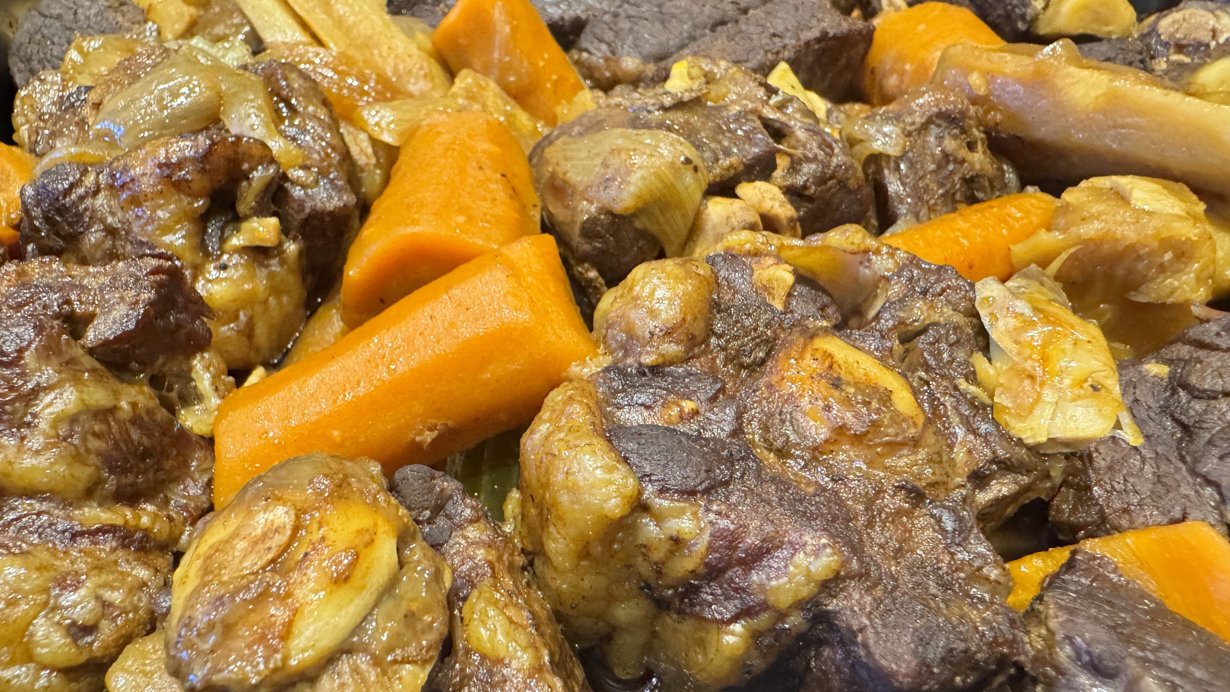 Ox Tail and Slow-Cooked Beef with Root Vegetables
