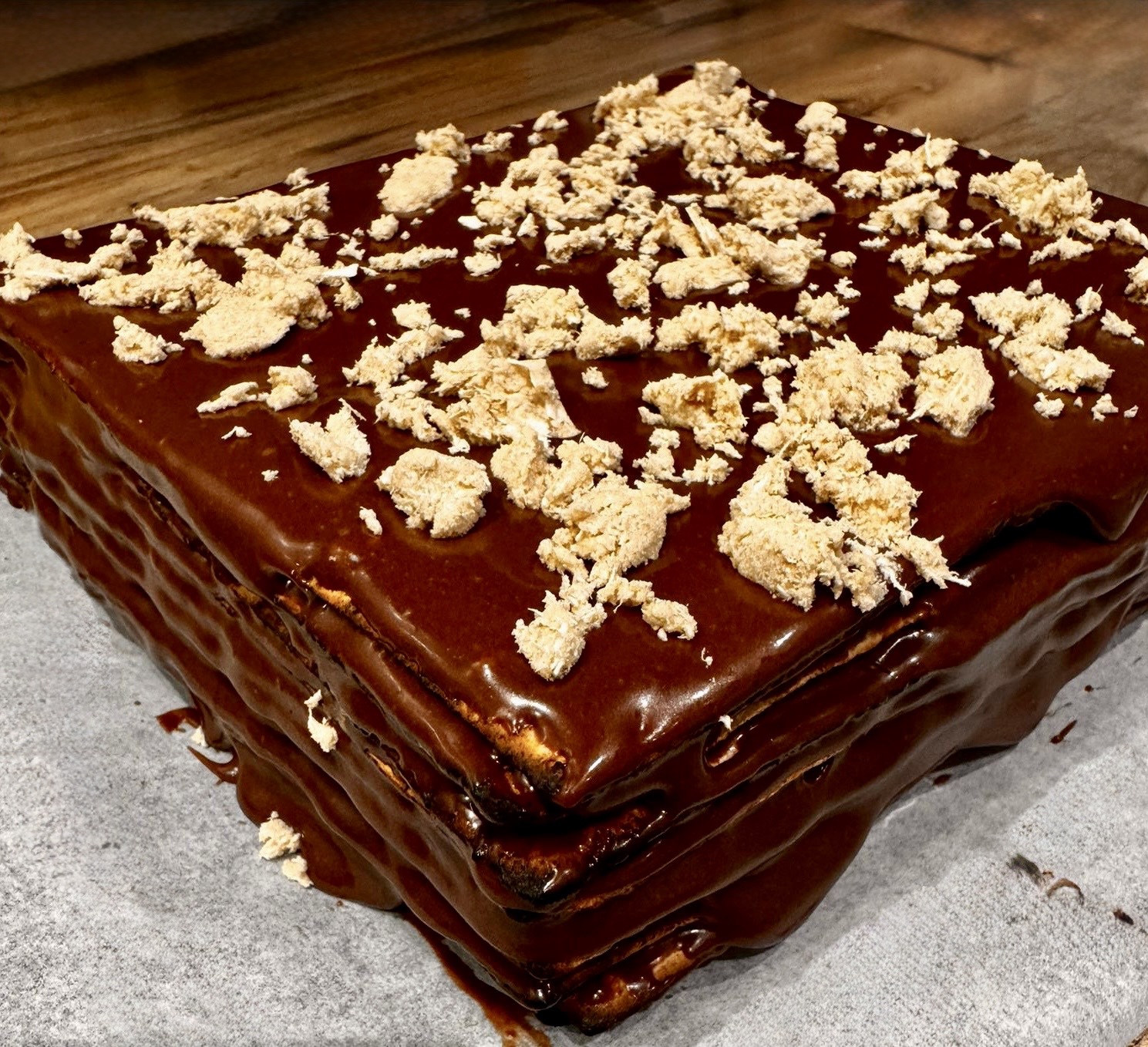 Chocolate & Halva Matzo Layer Cake